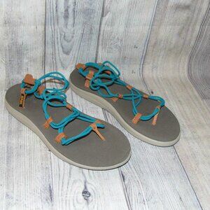 TEVA Voya Infinity Green/Tan Strappy Sandals Womens Size 8